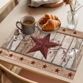 thumbnail image 3 of Red Texas Star Vintage Placemats Set of 12 Farmhouse Berry Brown Wooden Place Mats Indoor Wipeable Table Mats Washable Cloth Dining Table Placemats for Kitchen Holiday Party Home Decor 13x19 Inch, 3 of 9