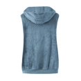 thumbnail image 4 of WTOBBY Women's Fashion Plush Vest with Zipper and Hood, Sleeveless Loose Fit Warm Jacket for Fall and Winter, Solid Color Soft Outerwear,Blue L, 4 of 6