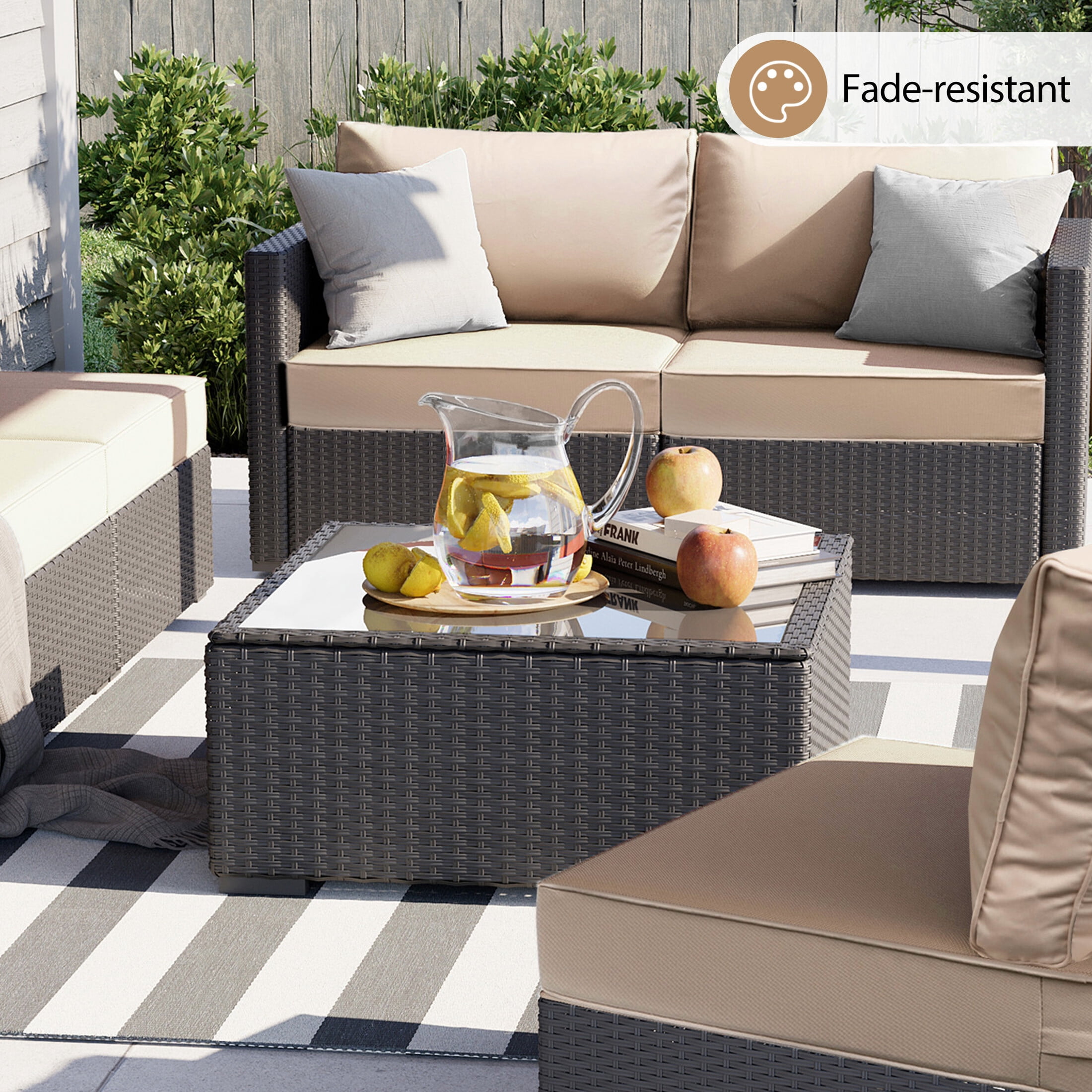 24 x 24 Waterproof Outdoor Deep Seat Cushion for Patio Furniture Cushion Replacement, Low Back, Peachy Tan