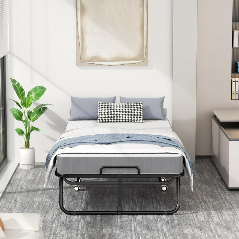 SOLAURA Folding Bed with Mattress, Single Cot Portable Foldable