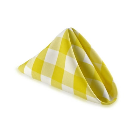 

Aiking Home 18 x 18 Picnic Check Cloth Dinner Napkins Polyester Machine Washable ( Pack of 6 ) Yellow/White