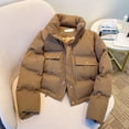 thumbnail image 2 of Winter Women Padded Coat Thickened Button Closure Stand Up Collar Long Sleeves Solid Color Windproof Heat Retention Outdoor Down Jacket, 2 of 7