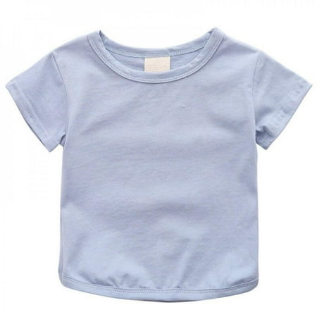 

Moresave New Toddler Baby Boy Girl Summer Cotton Solid Print T-shirt Tops Blouse Short Sleeve Casual Tee Shirts Blue XXL