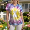 thumbnail image 6 of GEWSEY Scrubs for Women V Neck Short Sleeve Easter Printed Tops Cartoon Pattern Plus Size Nursing with Pockets (Purple, S), 6 of 7
