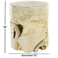 thumbnail image 3 of DecMode 15" x 18" Light Brown Teak Wood Handmade Live Edge Tree Stump Accent Table with Natural Cutouts, 1-Piece, 3 of 9