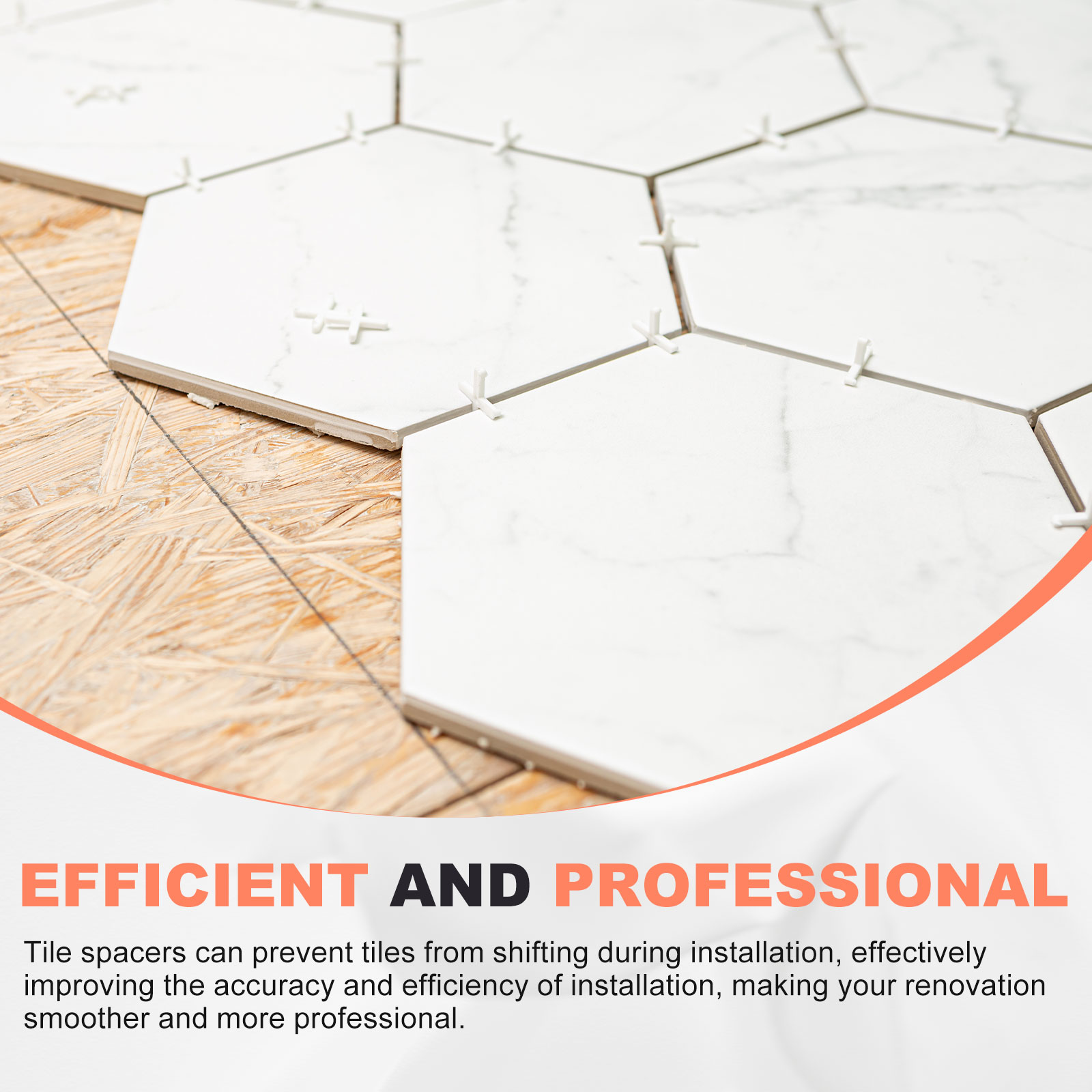 Uxcell 5/16" 8mm Tile Spacers 600Pcs Plastic Hexagonal Tile Spacers Spacing Leveling Laying Tools White