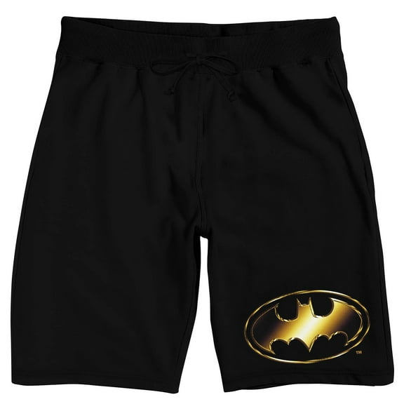 Batman Classic Bat Signal Men's Black Graphic Sleep Shorts-Medium