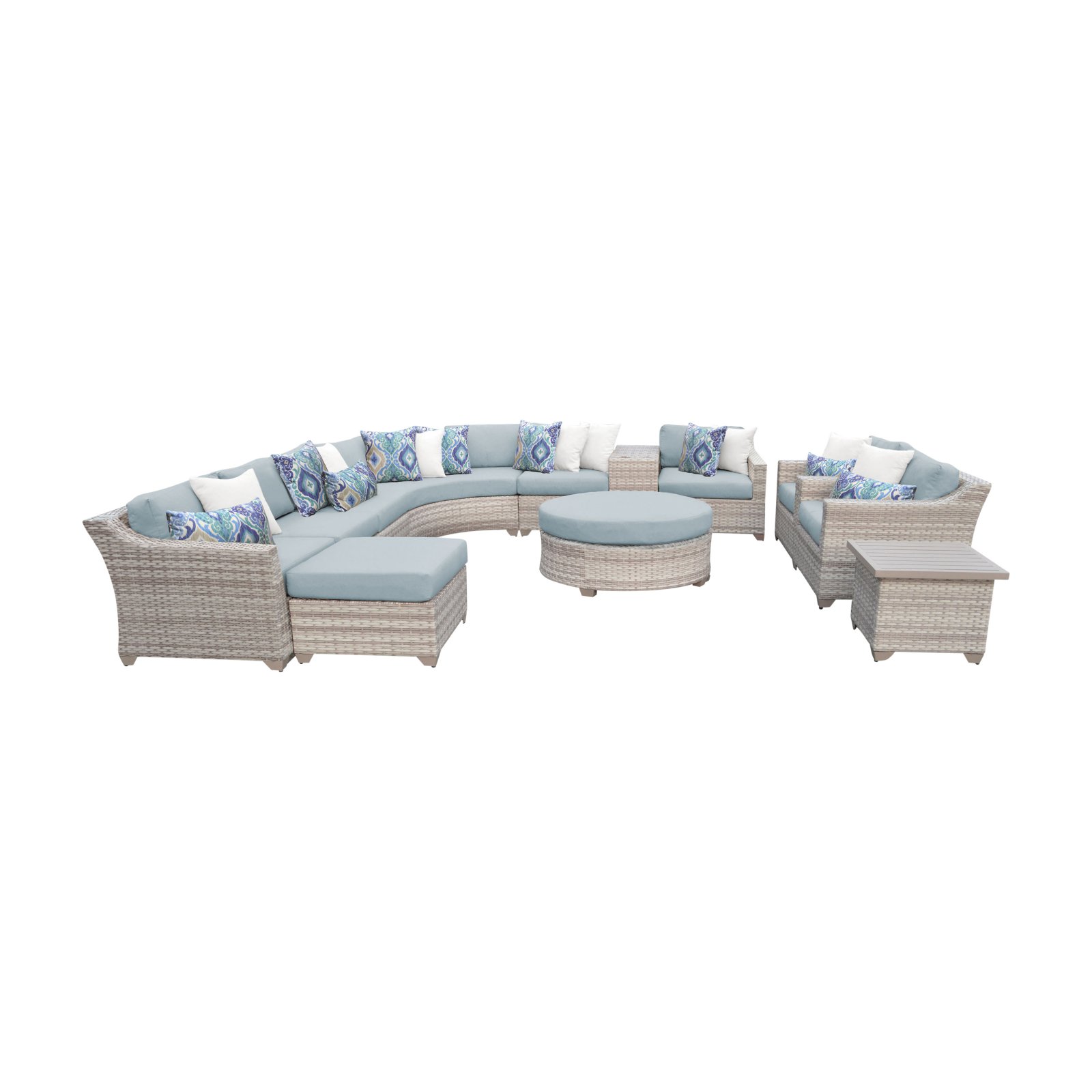 TK Classics Fairmont All-Weather Wicker 12 Piece Round Sectional Patio Conversation Set - image 2 of 2