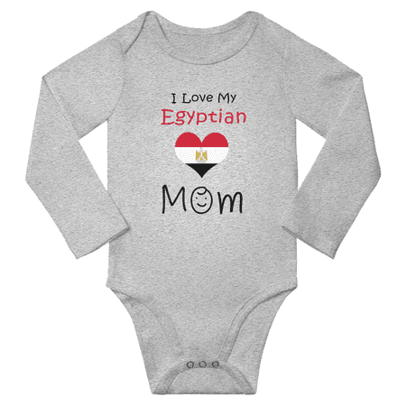 

I Love My Egyptian Mom Baby Long Slevve Bodysuits (Gray 12-18 Months)