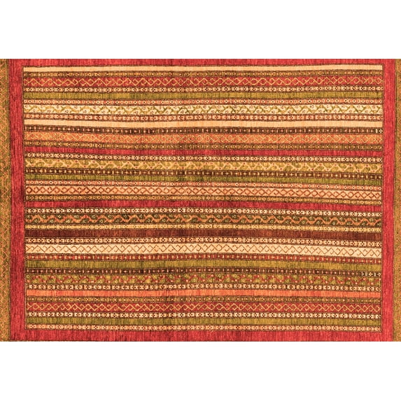 Ahgly Company Indoor Rectangle Abstract Orange Modern Area Rugs, 7' x 9'