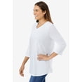 thumbnail image 3 of Woman Within Plus Size Perfect Three-Quarter Sleeve V-Neck Tee (Petite Available), 3 of 6