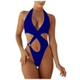 thumbnail image 1 of Bikini cómodo para mujer Traje de baño de una pieza de color sólido Traje de baño Ropa de playa para nadar OAVQHLG3B Store  lin121212, 1 of 4