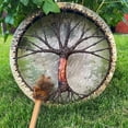 thumbnail image 3 of Yazoeia Shaman Drum 10 Inch Handmade Shamanic Drum Hand Drum With Drum Stick Tree of Life Sound Healing Tool For Spiritual Music, Reflection Meditation(Tree of Life) CJC912-110700, 3 of 9