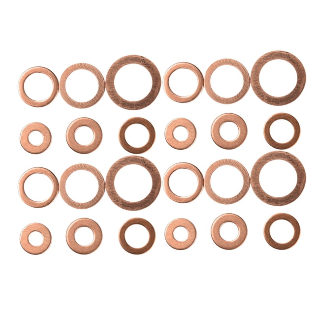 EeaseMX 110 piezas de arandelas de cobre útiles, junta de cobre, tapón de drenaje de aceite, junta de sellado de aceite, arandela de sellado