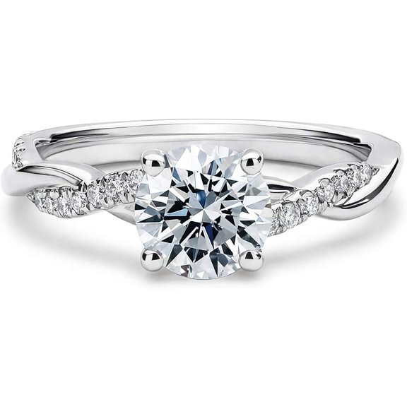 Dazzlingdaimonds Jewels 3.00 Ct Round Cut White Diamond Engagement Wedding Promise Eternity Band Ring 14K White Gold Plated 925 Sterling Silver For Women's -4