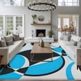 thumbnail image 4 of Blue Black Washable Living Room Rugs 5'x8', Abstract Grey Black Blue Round Grey Texture Low Pile Throw Large Area Rug Non-Slip Sturdy Edge Binding Carpet for Living Room Kitchen Office, 4 of 9