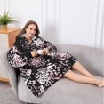 thumbnail image 5 of Oversized Wearable Blanket Hoodie,Black and Pink Of Leopard Print Sherpa Blanket Hoodie with Super Pockets,Super Warm Fuzzy Pullover for Women & Men, 5 of 6