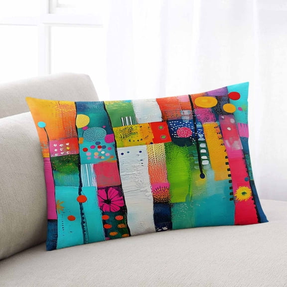 Colorful Geometric Queen Size Pillow Cover, Pillowcase Protectors with Zipper, Breathable Decorative Throw Pillow Case Cover, Modern Artwork Abstract Pillow Shams for Couch Sofa 20x30Inch