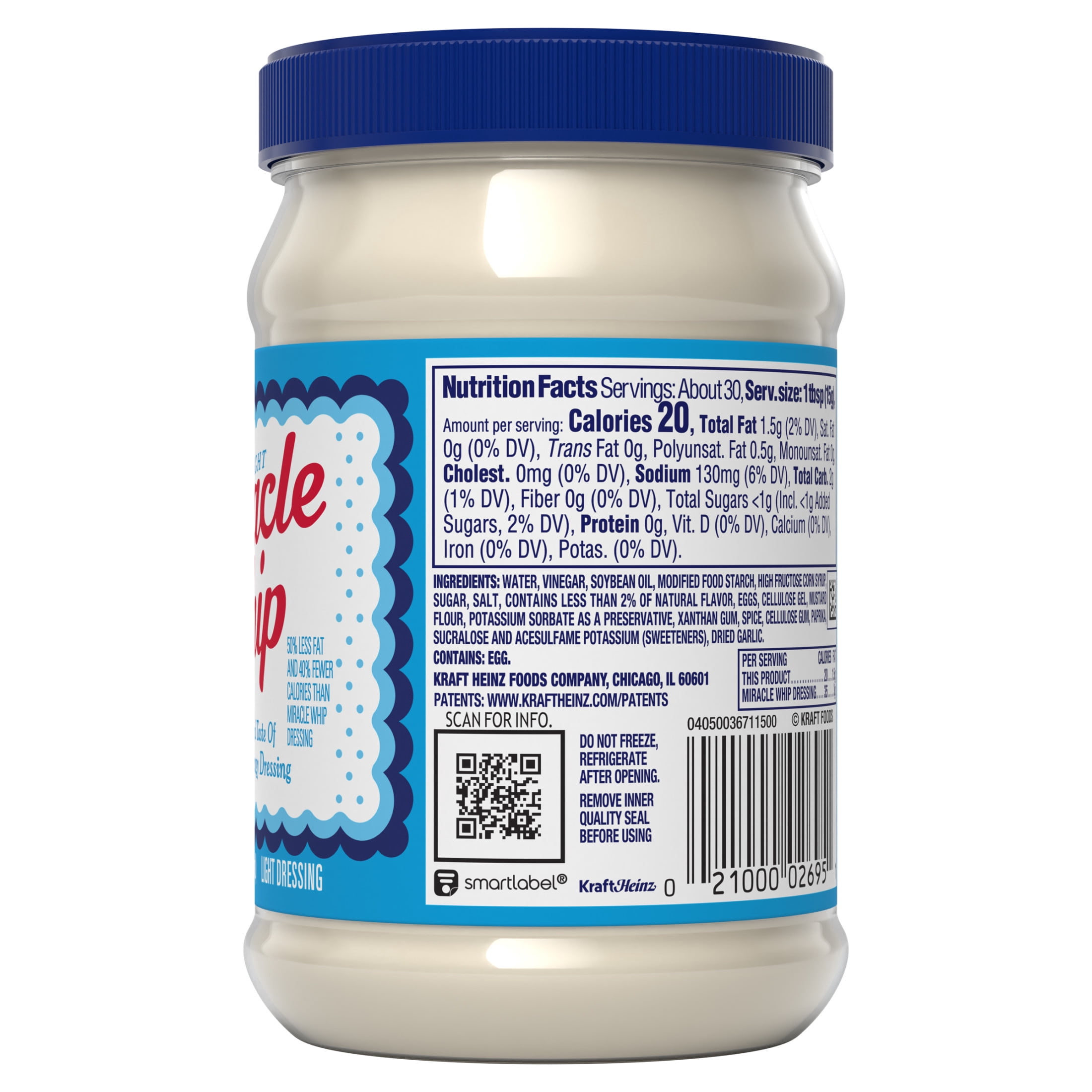 (12 pack) Miracle Whip Light Mayo-like Dressing Jar, 15 fl oz