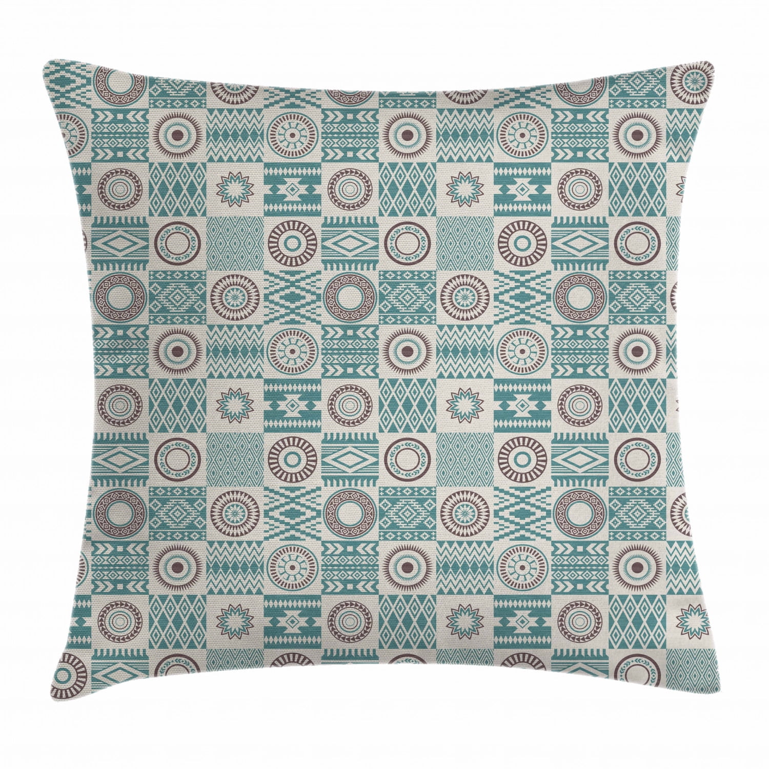 Afghan Throw Pillow Cushion Cover, Checkered Squares with ...