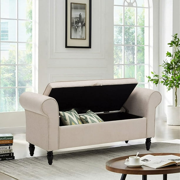 Andeworld Storage Bench with Arms Upholstered Settee Bench for Bedroom