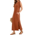 thumbnail image 3 of Fantaslook Womens Maxi Dress Round Neck Sleeveless Sundress Loose Split Wrinkle-Free Summer Long Dresses with Pockets, 3 of 8