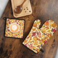 thumbnail image 5 of Fall Pumpkins and Autumn Leaves Pattern Kitchen Oven Mitt and Pot Holder Sets 2 Pcs for Baking, Cooking and Grilling, Heat Resistant Up To 392 °F, 5 of 7