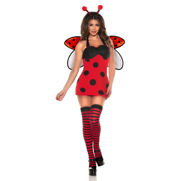 Underwraps Sexy Ladybug Costume for Women, Red and Black Spotted Dress with Wings and Antenna Headband Halloween Costume (X-Large 14-16)