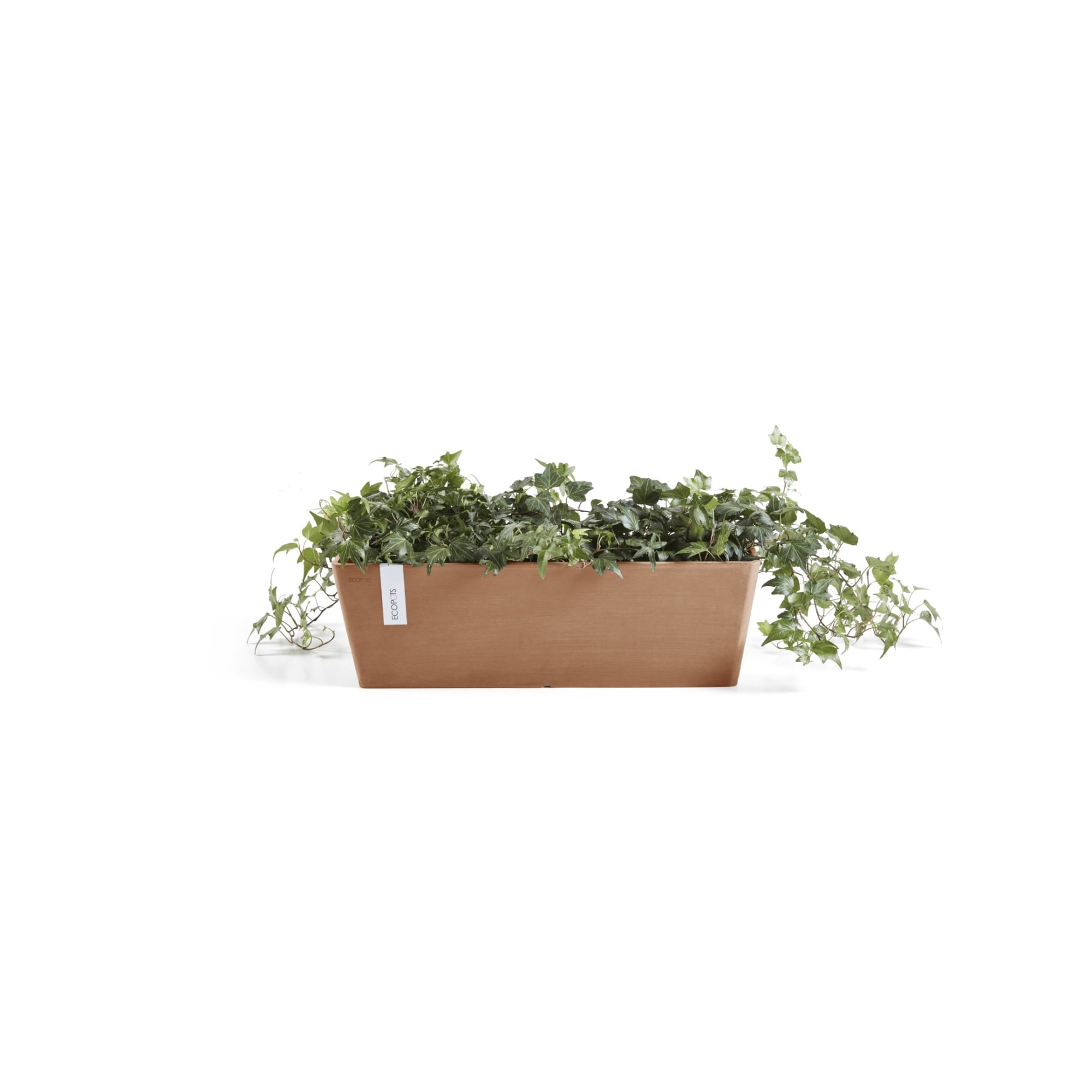 Ecopots Bruges Durable Modern Rectangular Indoor/Outdoor Recycled Based Composite Flower Pot Planter, Terracotta Color, 17.75"
