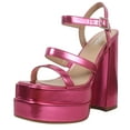 thumbnail image 1 of Soda Women's Faux Leather Strappy High Platform Chunky Block Ankle Strap Heel, Pink, 6 M US, 1 of 5