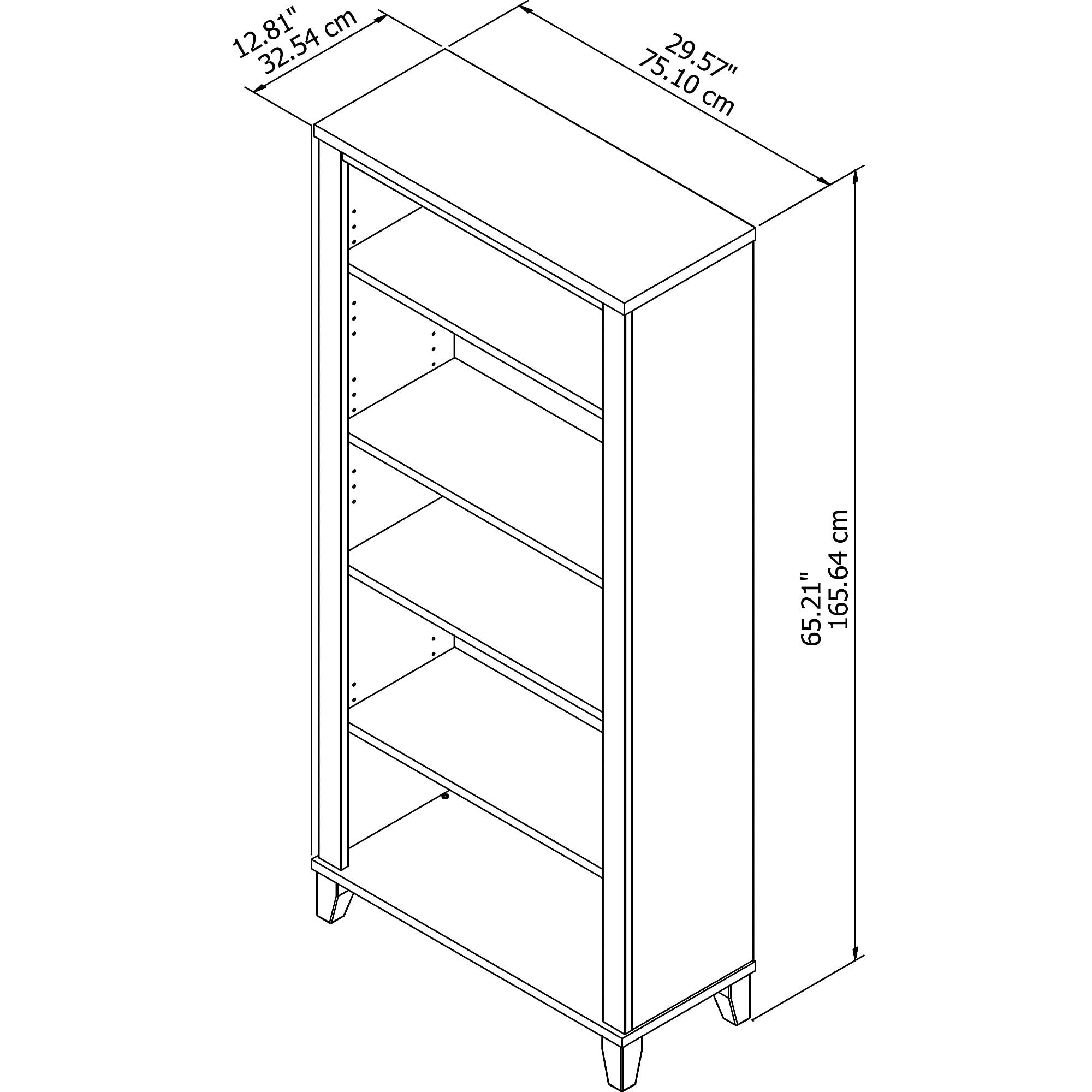 Bush Furniture Somerset 5 Shelf Tall Bookcase in Maple Cross Finish