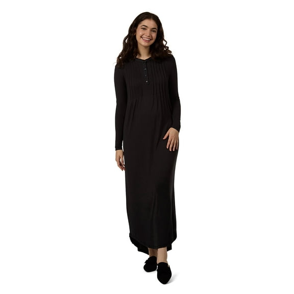 MeMoi Women's Stretch Modal Pintucked Nightgown - Womens - Female, XL, Black