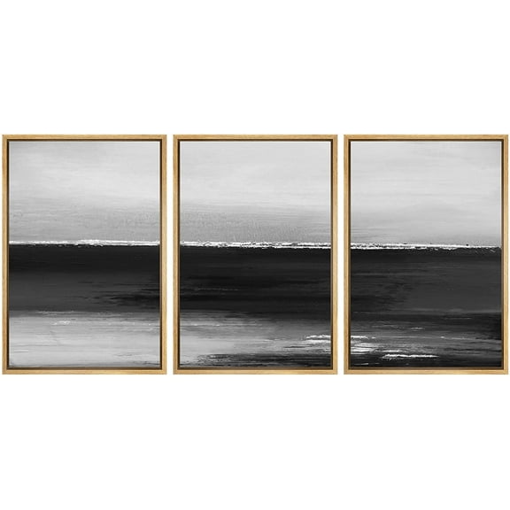 IDEA4WALL Framed Canvas Print Wall Art Set Pastel Watercolor Dark Minimal Landscape Nature Abstract Art Contemporary Decorative Chic for Living Room, Bedroom, Office - 16"x24"x3 Natural