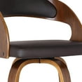 thumbnail image 5 of Brown Faux Leather Modern Walnut Wooden Bar Stool, 5 of 10