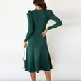 thumbnail image 5 of Quinlirra Fall Sweater Dresses for Women 2025 Women's Sweater Mid-Length Sweater Dress Round-neck Puffy Sleeves Solid Color Knitted Skirt Army Green XXL, 5 of 5