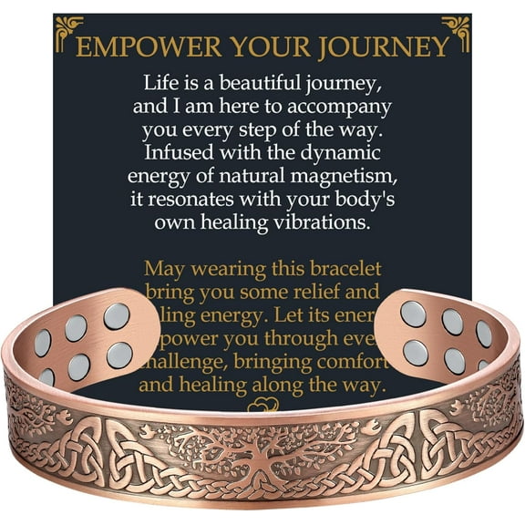 Wollet Copper Magnetic Bracelet for Men,7.3inch Pure Copper Retro Adjustable Magnetic Copper Jewelry Gift （1025）