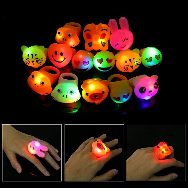 Anillos de juguete para fiestas con luces LED intermitentes, juguetes coloridos para niños, regalos para niños, juguetes con luces LED para fiestas (14 unidades) Brillar Electrónica