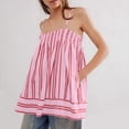 thumbnail image 2 of Tumotour Summer Tank Tops For Women Square Neck Striped Sleeveless Tunic Smocked Spaghetti Strap Camisole Tops Pockets Casual Color Block Ruffle Hem Peplum Tops, 2 of 8