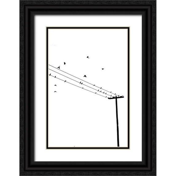 Murdock, Ramona 17x24 Black Ornate Wood Framed with Double Matting Museum Art Print Titled - Birds on a Wire