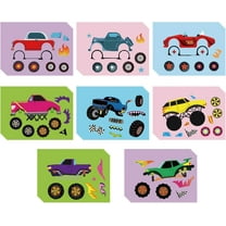 1set 48 Sheets 8 Styles Monster Truck Make Your Own Stickers Cartoon Make A Face Car Sticker Self Adhesive Decals for Monster Truck-Themed Birthday Party Decorations Favors Supplies Mixed Color
