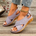 thumbnail image 4 of CYMMPU Women's Crisscross Strap Slingback Wedge Sandals, Open Toe Slip On Platform Walking Shoes, Casual Summer Daily Footwear Purple 43, 4 of 9