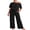 01-C-Black, variant on Women's 2 Piece Pajama Set Off-Shoulder Short Sleeve Top And Wide Leg Lounge Pants Soft Cozy Sleepwear Loungewear Light Gray L