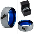 thumbnail image 4 of Tungsten Tyrannosaurus Rex Band Ring 8mm Men Women Comfort Fit Blue Dome Brushed Gray Polished, 4 of 4