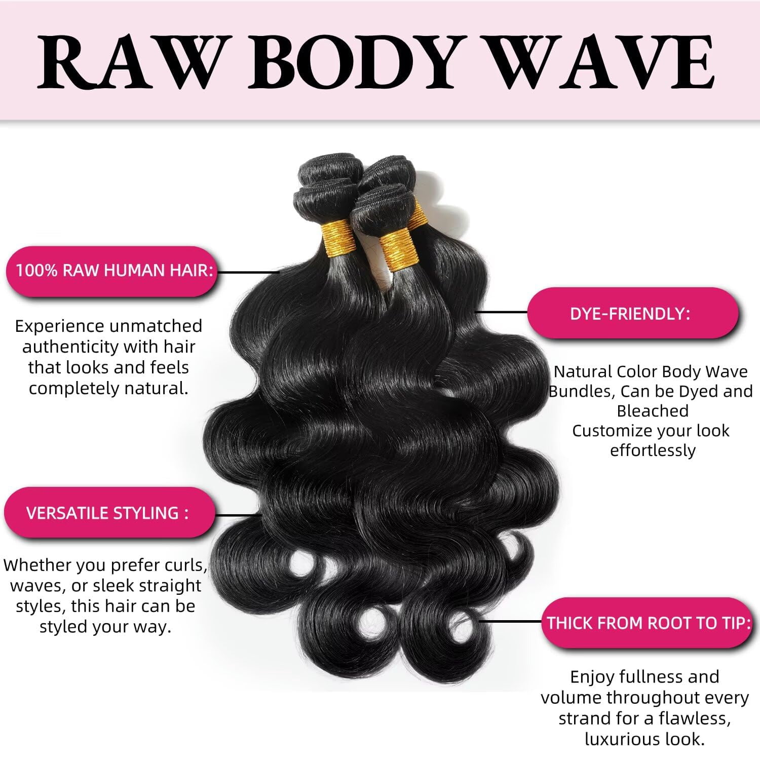 12A Human Hair Bundles 12 14 16 18 Inch Body Wave Bundles Human Hair 100% Unprocessed Brazilian Virgin Weave Bundles 4 Bundles Real Natural Black Wavy Human Hair Extensions 1B Bundles for Women