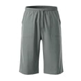 thumbnail image 3 of OYXSER Boys 3/4 Linen Capri Pants Drawstring Elastic Waist Summer Beach Shorts Pockets, Gray 14-15Y, 3 of 6