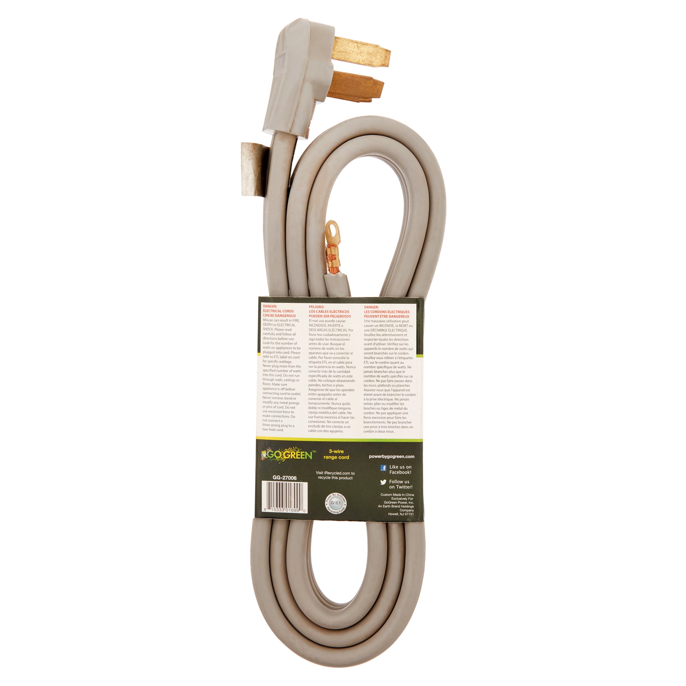GoGreen Power GG-27006 6 ft 3-Wire Range Cord 50 Amp