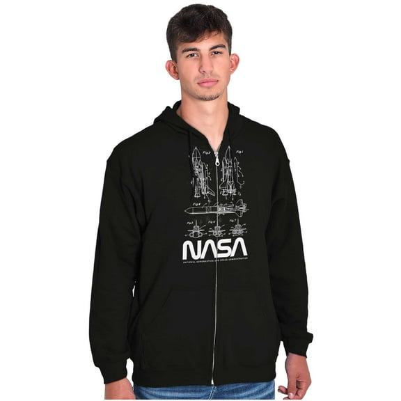 NASA Vintage Worm Logo Space Shuttle Zip Up Hoodie Men's Women's Brisco Brands S