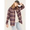 thumbnail image 2 of Cleo + Wolf Women's Plaid Print Oversized Long Sleeve Flannel Button Down Shirt - CLFA22W30-VLT   US, 2 of 4