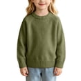 thumbnail image 2 of Spazoro Girls Crew Neck Knit Sweater, Solid Color Long Sleeve Warm Breathable Pullover Tops for Daily Layering Green Size 7-8, 2 of 9