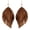 Brown, variant on Handmade Bohemian Large Soft Genuine Leather Fringe Double Feather Lightweight Color PU Leaf Drop Dangle Earrings for Women Fashion Jewelry Gifts